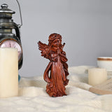 Hand-Carved Praying Angel Figurine – 6 Inch Solid Wood Statue for Christian Home Blessings - BGCOPPER