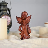 Hand-Carved Praying Angel Figurine – 6 Inch Solid Wood Statue for Christian Home Blessings - BGCOPPER