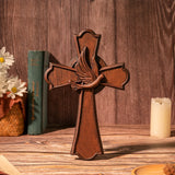 Holy Spirit Cross Wooden Hand Carved Cross for Wall Decor, Religious Gift Cross - BGCOPPER