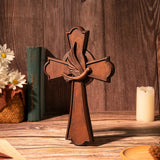 Holy Spirit Cross Wooden Hand Carved Cross for Wall Decor, Religious Gift Cross - BGCOPPER