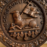 Lamb of God Round Wooden Sculpture - BGCOPPER