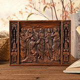 Beech wood Thomas and Jesus resurrection scene wall hanging - BGCOPPER