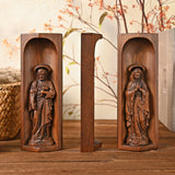 Beech Wood Holy Family Altar Decor - Handcrafted Christian Prayer Desktop Gift - BGCOPPER