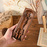 Beech Wood Holy Family Altar Decor - Handcrafted Christian Prayer Desktop Gift - BGCOPPER