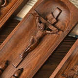 Beech Wood Holy Family Altar Decor - Handcrafted Christian Prayer Desktop Gift - BGCOPPER