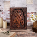 The Sacred Heart and Divine Mercy Jesus Christ Wood Wall Plaque - BGCOPPER