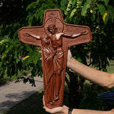 Red-brown The Unity Cross carving wood Schoenstatt - Sorrowful Mother/Passion Crucifix - BGCOPPER