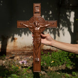Bgcopper INRI Wood Carving Crucifix - BGCOPPER