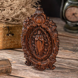 Wood carving of the Virgin Mary in leaves - BGCOPPER