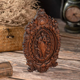 Wood carving of the Virgin Mary in leaves - BGCOPPER