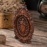 Wood carving of the Virgin Mary in leaves - BGCOPPER
