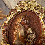 Bgcopper Mother Mary with Baby Jesus Wood Carving Decor - BGCOPPER