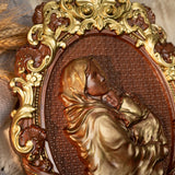 Bgcopper Mother Mary with Baby Jesus Wood Carving Decor - BGCOPPER