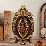 Wood carving of the Virgin Mary in leaves - BGCOPPER