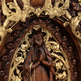 Wood carving of the Virgin Mary in leaves - BGCOPPER