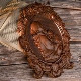 Bgcopper Mother Mary with Baby Jesus Wood Carving Decor - BGCOPPER