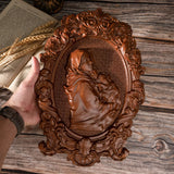 Bgcopper Mother Mary with Baby Jesus Wood Carving Decor - BGCOPPER