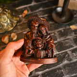 Holy Family Round Wooden Tabletop Ornament - BGCOPPER