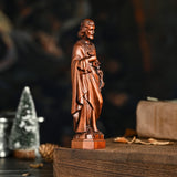 Joseph Wooden Round Carved Tabletop Ornament - BGCOPPER