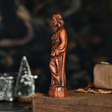 Joseph Wooden Round Carved Tabletop Ornament - BGCOPPER