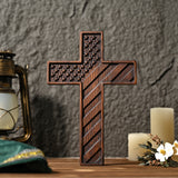 American Flag Cross - Carved in Natural Wood