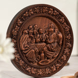The Last Supper Round Wooden Sculpture - BGCOPPER