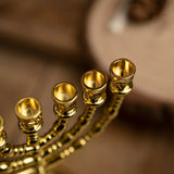12 Tribes of Israel Menorah, Jerusalem Temple 7 Branch Jewish Candle Holder - BGCOPPER