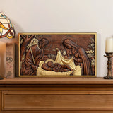 Nativity Scene Wood Carved Plaque, Religious Wall Decor, Christmas Gift - BGCOPPER