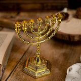 12 Tribes of Israel Menorah, Jerusalem Temple 7 Branch Jewish Candle Holder - BGCOPPER