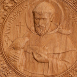 St. Francis of Assisi Patron Saint of Animals Religious Icon - Natural Wood Wall Decoration Hanging Souvenir - BGCOPPER