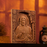 Our Lord Jesus Sacred Heart Wood Carving - Christian Catholic Personalized Carving Gift - BGCOPPER