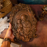 Saint Joseph Wood Carved Religious icon Fatehrs day Christian gift Wall Hanging Art Work gift ideas Birthday Gifts - BGCOPPER