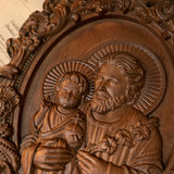 Saint Joseph Wood Carved Religious icon Fatehrs day Christian gift Wall Hanging Art Work gift ideas Birthday Gifts - BGCOPPER