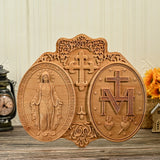 Miraculous Medal Wood Carving Decor - Medal of Our Lady of Graces - BGCOPPER