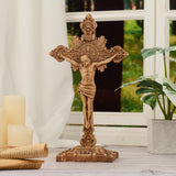 Wood carving of the Cross of the Order of Saint Benedict - with base - gift presentation