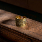 Vintage brass seven archangels symbol ring - amulet against evil eye, curse, spell - BGCOPPER