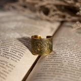 Vintage brass seven archangels symbol ring - amulet against evil eye, curse, spell - BGCOPPER