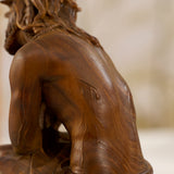 Boxwood "Crown of Thorns" Jesus Meditation Sculpture - Hand-carved Spiritual Art | A Concrete Reminder o - side view