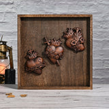 Holy Family Three Sacred Hearts Wood Carving Set - BGCOPPER