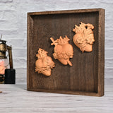 Holy Family Three Sacred Hearts Wood Carving Set - BGCOPPER