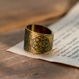 Vintage brass seven archangels symbol ring - amulet against evil eye, curse, spell - BGCOPPER
