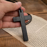 Vintage handmade double-layer alloy wood cross female male couple long pendant sweater chain cross car hanging - BGCOPPER