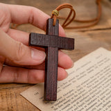 Vintage handmade double-layer alloy wood cross female male couple long pendant sweater chain cross car hanging - BGCOPPER