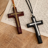 Vintage handmade double-layer alloy wood cross female male couple long pendant sweater chain cross car hanging for daily faith wear...
