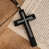 Vintage handmade double-layer alloy wood cross female male couple long pendant sweater chain cross car hanging - BGCOPPER