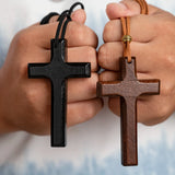 Vintage handmade double-layer alloy wood cross female male couple long pendant sweater chain cross car hanging - BGCOPPER