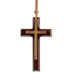 Vintage handmade double-layer alloy wood cross female male couple long pendant sweater chain cross car hanging - BGCOPPER