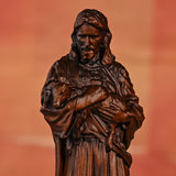 Jesus Goat Wooden Round Carved Tabletop Ornament - BGCOPPER