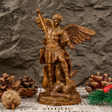 Boxwood Archangel Michael Carving: A Christmas Gift of Divine Protection