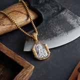 Handmade S925K Silver Madonna Holding Child Necklace